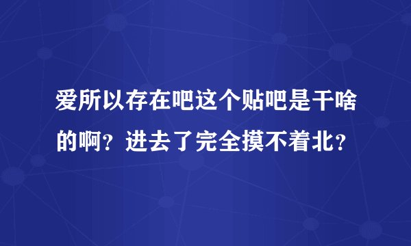 爱所以存在吧这个贴吧是干啥的啊？进去了完全摸不着北？