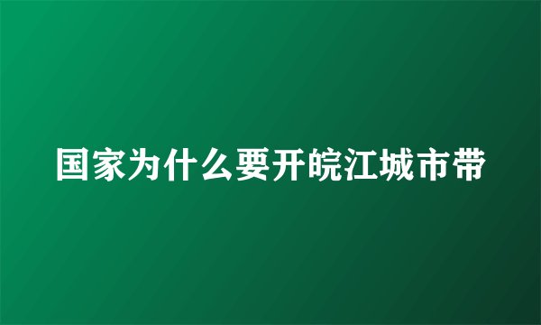 国家为什么要开皖江城市带