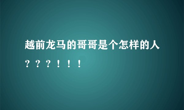 越前龙马的哥哥是个怎样的人？？？！！！