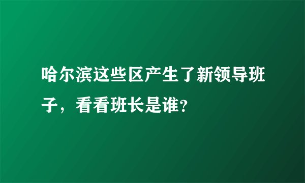 哈尔滨这些区产生了新领导班子，看看班长是谁？
