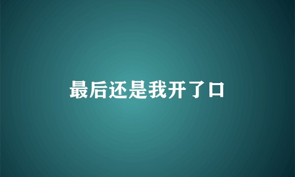 最后还是我开了口