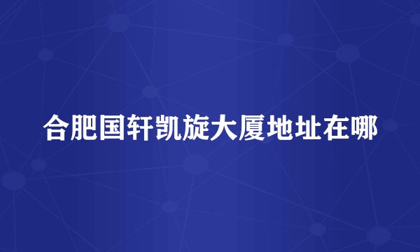 合肥国轩凯旋大厦地址在哪