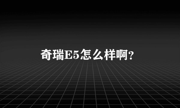 奇瑞E5怎么样啊？