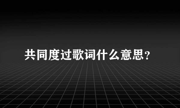 共同度过歌词什么意思？