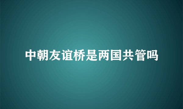 中朝友谊桥是两国共管吗