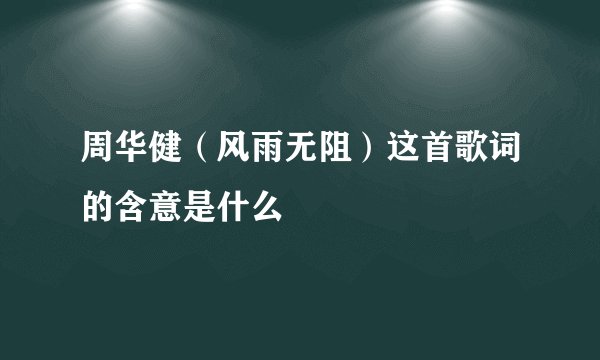 周华健（风雨无阻）这首歌词的含意是什么
