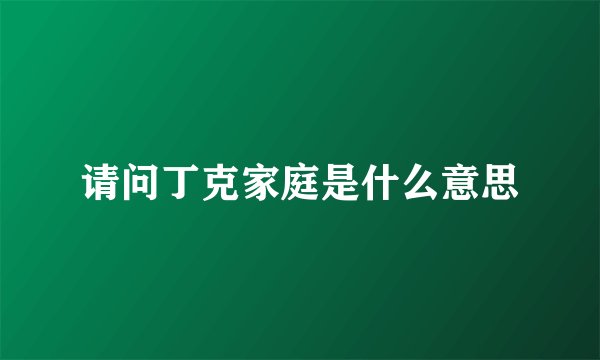 请问丁克家庭是什么意思