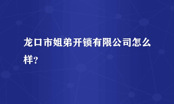 龙口市姐弟开锁有限公司怎么样？