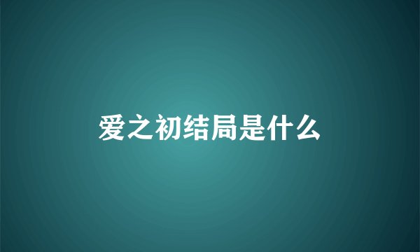 爱之初结局是什么