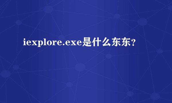 iexplore.exe是什么东东？