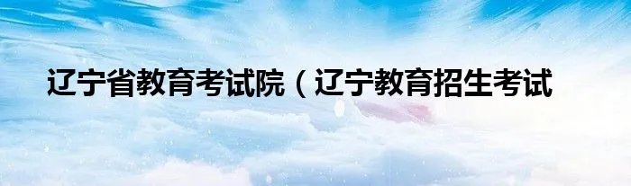 辽宁省教育考试院（辽宁教育招生考试