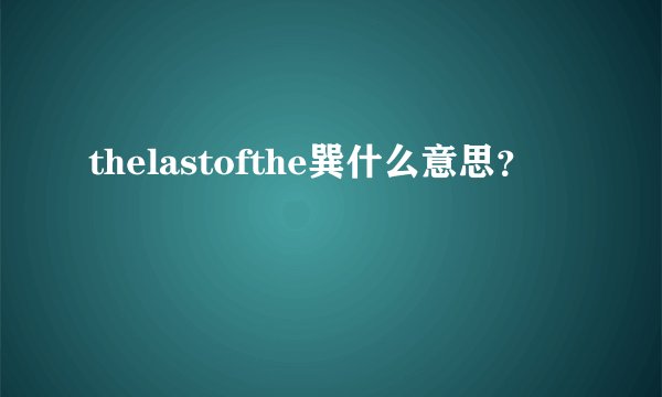 thelastofthe巽什么意思?
