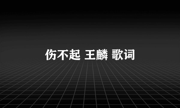 伤不起 王麟 歌词