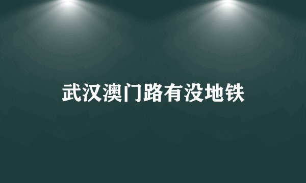 武汉澳门路有没地铁