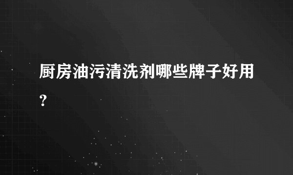 厨房油污清洗剂哪些牌子好用?