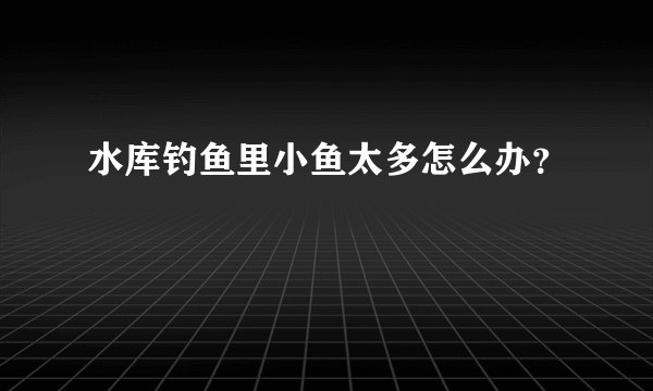水库钓鱼里小鱼太多怎么办？