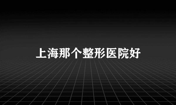 上海那个整形医院好