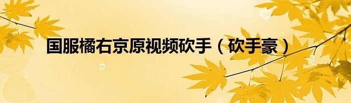 国服橘右京原视频砍手(砍手豪)