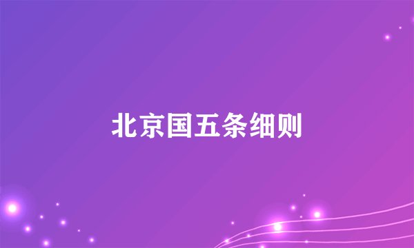 北京国五条细则