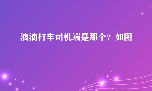 滴滴打车司机端是那个?如图