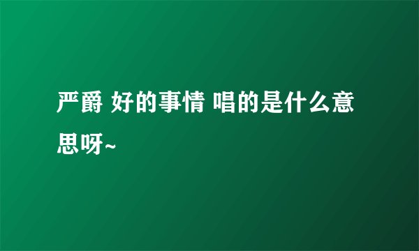 严爵 好的事情 唱的是什么意思呀~