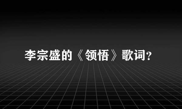 李宗盛的《领悟》歌词？