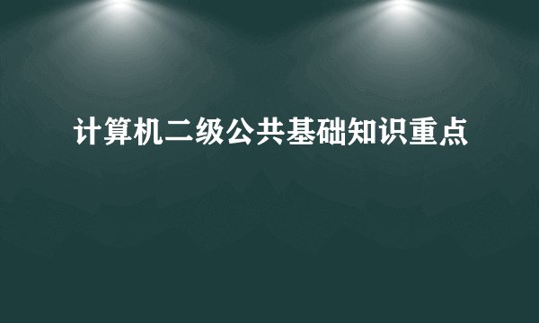 计算机二级公共基础知识重点