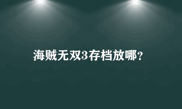 海贼无双3存档放哪？