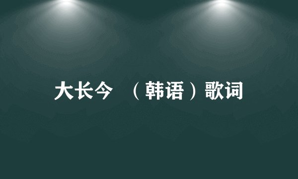 大长今  （韩语）歌词