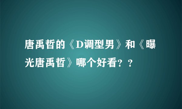 唐禹哲的《D调型男》和《曝光唐禹哲》哪个好看？？