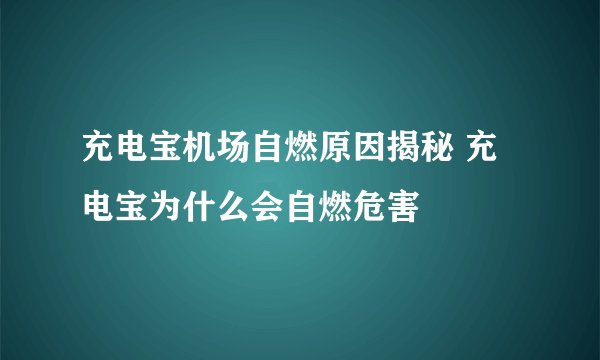 充电宝机场自燃原因揭秘 充电宝为什么会自燃危害