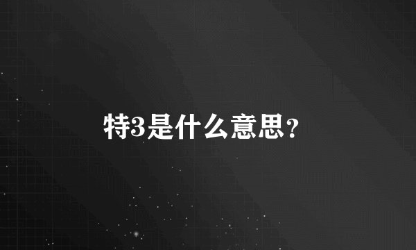 特3是什么意思？