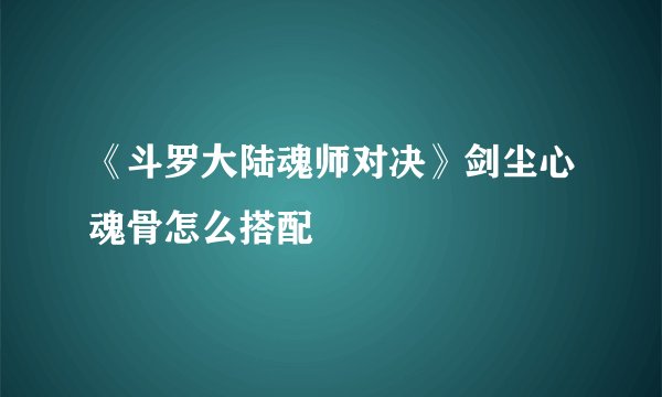 《斗罗大陆魂师对决》剑尘心魂骨怎么搭配