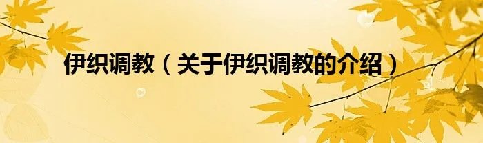 伊织调教（关于伊织调教的介绍）