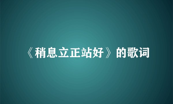 《稍息立正站好》的歌词