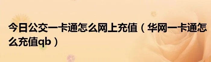 今日公交一卡通怎么网上充值（华网一卡通怎么充值qb）