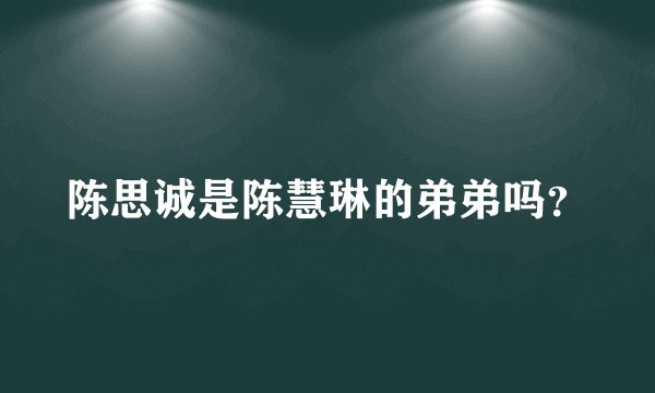 陈思诚是陈慧琳的弟弟吗？