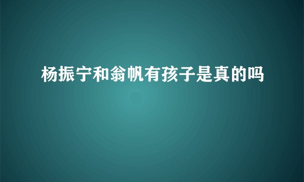杨振宁和翁帆有孩子是真的吗