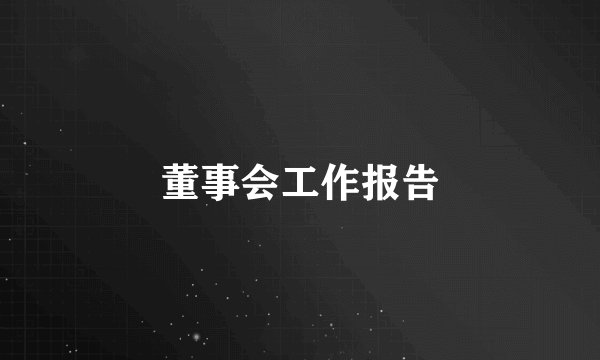 董事会工作报告