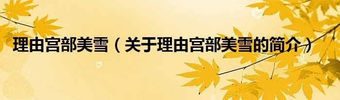 理由宫部美雪（关于理由宫部美雪的简介）