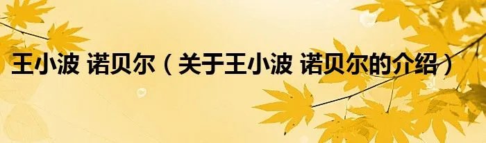 王小波 诺贝尔（关于王小波 诺贝尔的介绍）