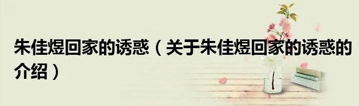 朱佳煜回家的诱惑(关于朱佳煜回家的诱惑的介绍)