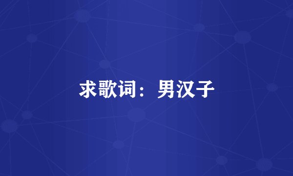 求歌词：男汉子