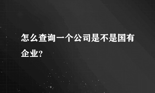 怎么查询一个公司是不是国有企业？