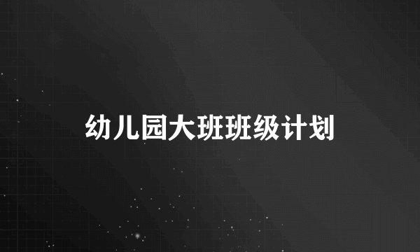 幼儿园大班班级计划