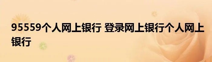 95559个人网上银行 登录网上银行个人网上银行
