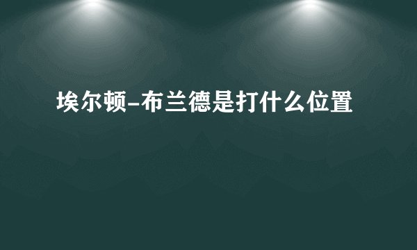埃尔顿-布兰德是打什么位置