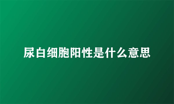 尿白细胞阳性是什么意思