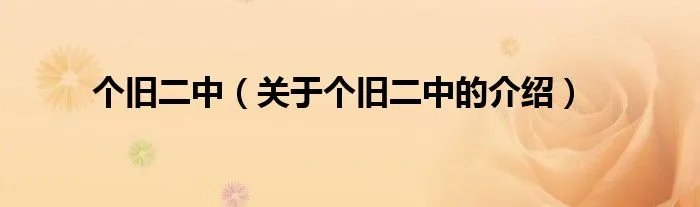 个旧二中（关于个旧二中的介绍）