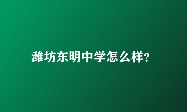潍坊东明中学怎么样？